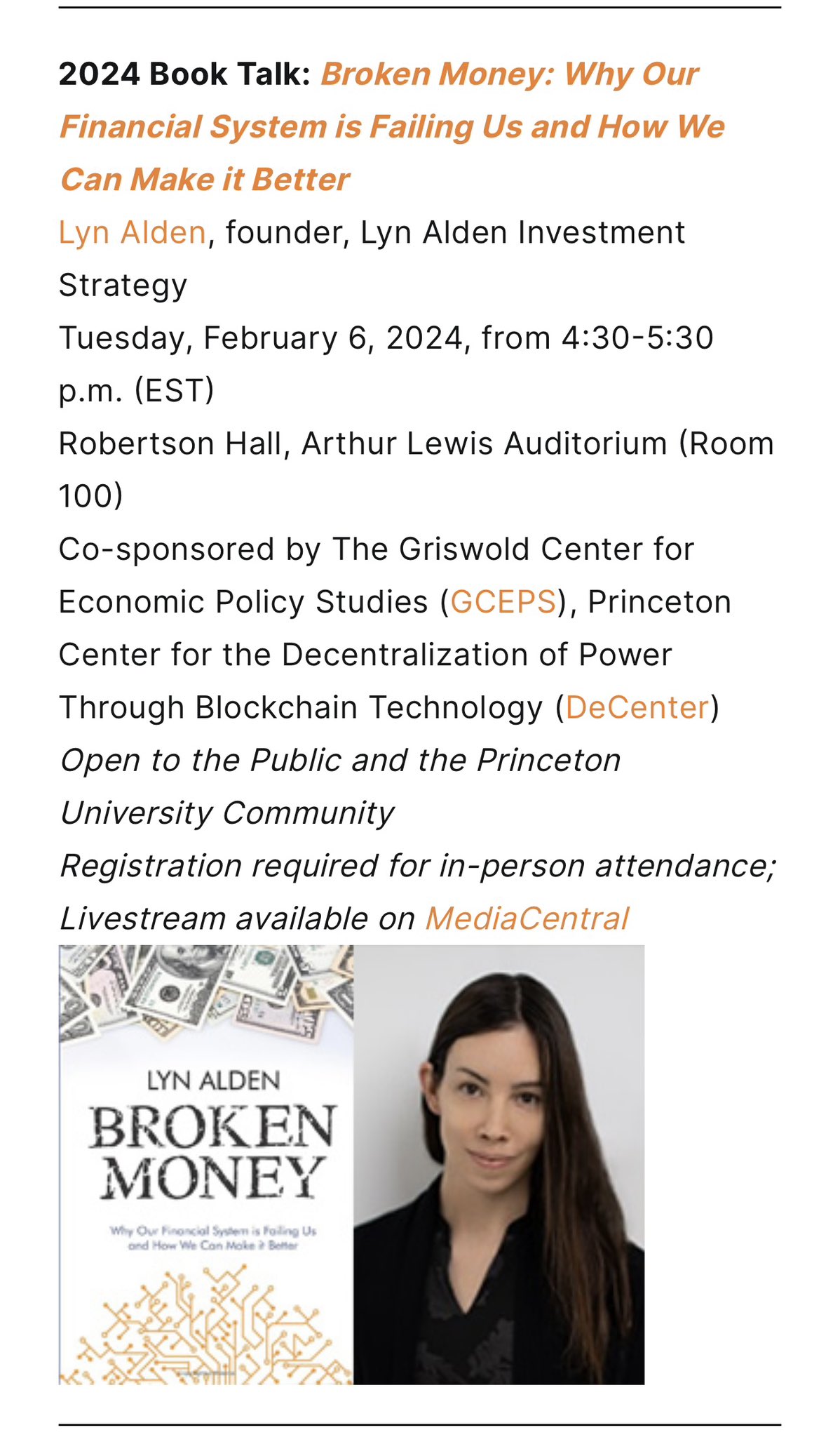区块链大众投资必看！Princeton区块链专家将在2月6日演讲Broken Money！